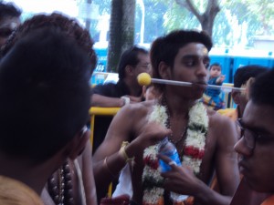 Thaipusam participant (Singaporean version of the same ritual that Xygalatas studies in Mauritius) Photo by Justin Lane
