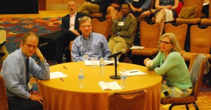 The final panel. From left to right: Stephen Prothero, Leigh Schmidt, and Pamela Klassen. Photo courtesy of Eric Hamilton.